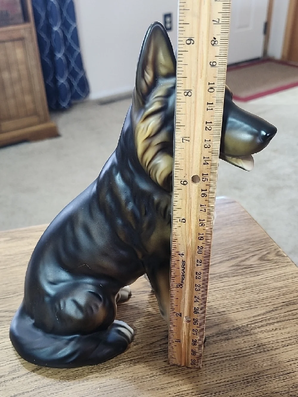 Beautiful, Large ceramic statue German Shepherd Dog Figurine Black & Tan puppy